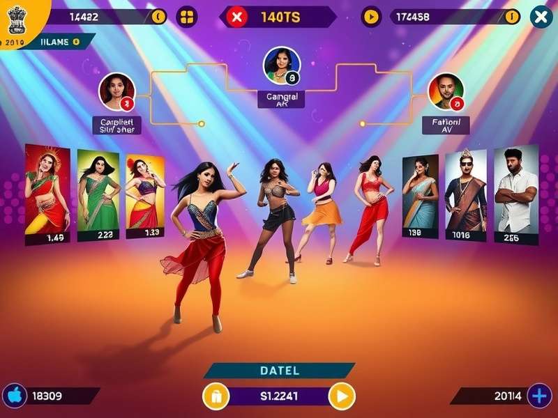 Dominator Diva Slam game screenshot showing colorful Bollywood-style dance battle
